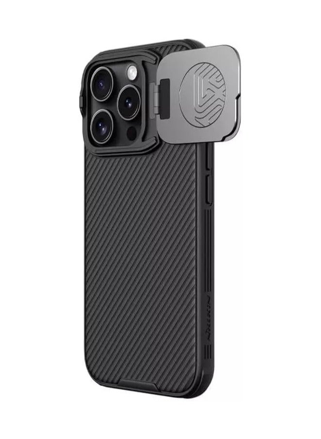 Nillkin CamShield Prop Magnetic Case Rugged Shockproof Case With Hard Back Soft Border Pc And Tpu Shock Absorb Cover Slide Camera Cover Camera Protect Fits Apple iPhone 16 Pro - Black - Image 3