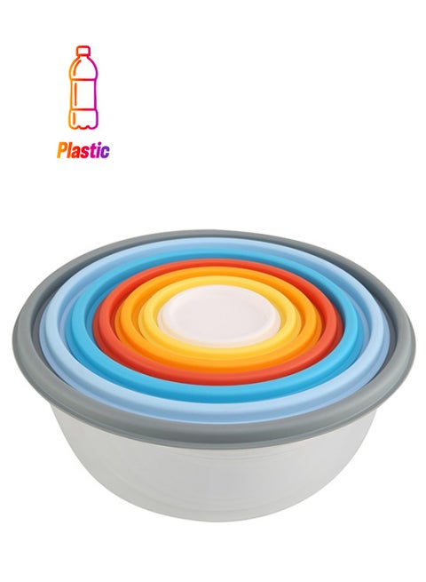 Round Rainbow Food  Plastic Container, Microwave safe without Lid Set of 7 Pieces - 5000ml, 3200ml, 1900ml,1100ml, 530ml, 200ml & 60ml