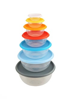 YOLO Round Rainbow Food  Plastic Container, Microwave safe without Lid Set of 7 Pieces - 5000ml, 3200ml, 1900ml,1100ml, 530ml, 200ml & 60ml  - Image 2
