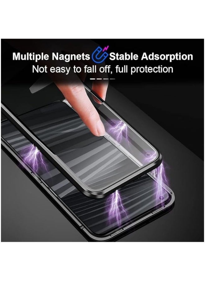 General Case Compatible with Xiaomi Poco X6 Pro 5G, Magnetic Absorption Case Aluminum Bumper Transparent Tempered Glass Case Anti-Scratch 360 Degree Protective Cover  - Image 2