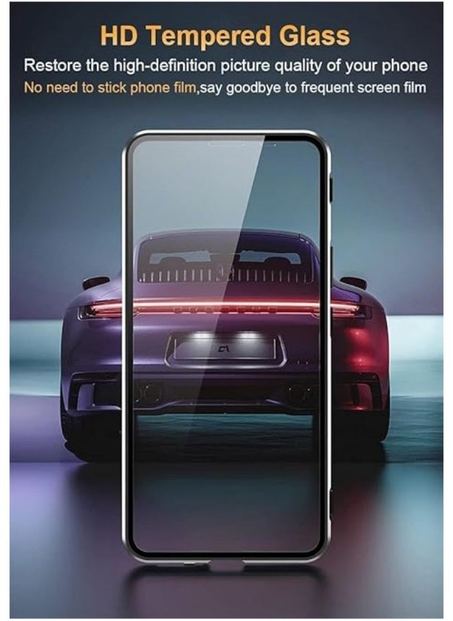 General Case Compatible with Xiaomi Poco X6 Pro 5G, Magnetic Absorption Case Aluminum Bumper Transparent Tempered Glass Case Anti-Scratch 360 Degree Protective Cover  - Image 4