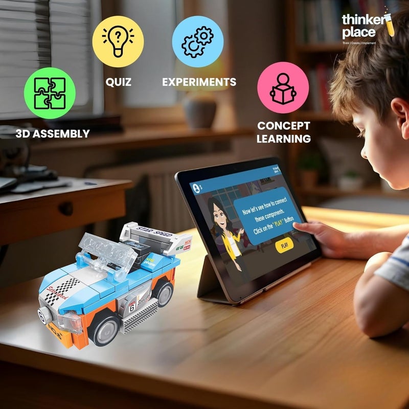 ThinkerPlace 8-in-1 Speed Racing Cars Star Speed (99 Pieces) | Learn About Electric Vehicles | Building Block Set for Kids Age 6+ | STEM Educational Toy | Build, Collect & Create Big-Size Racing Car - Image 3