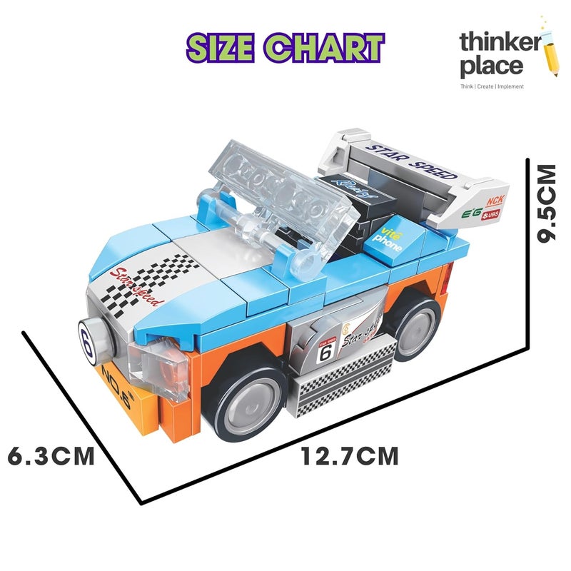 ThinkerPlace 8-in-1 Speed Racing Cars Star Speed (99 Pieces) | Learn About Electric Vehicles | Building Block Set for Kids Age 6+ | STEM Educational Toy | Build, Collect & Create Big-Size Racing Car - Image 5