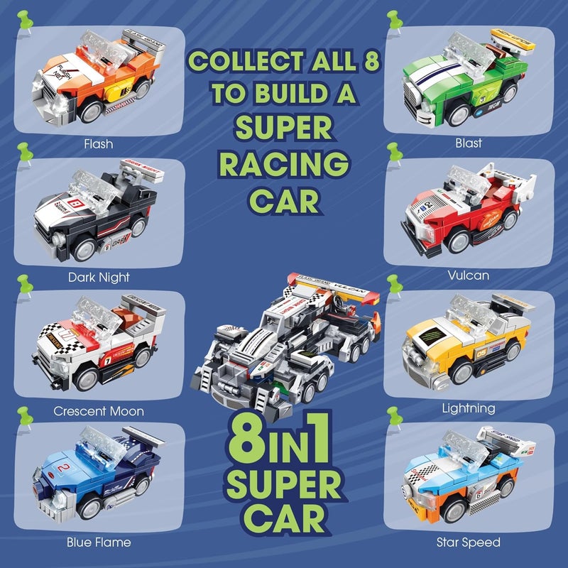 ThinkerPlace 8-in-1 Speed Racing Cars Star Speed (99 Pieces) | Learn About Electric Vehicles | Building Block Set for Kids Age 6+ | STEM Educational Toy | Build, Collect & Create Big-Size Racing Car - Image 4