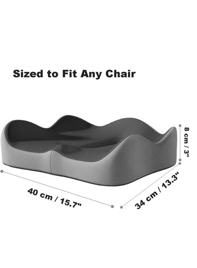 أيكين وسادة مقعد، وسادة كرسي، وسائد قابلة للتهوية، وسادة للبواسير، وسادة للعصعص، وسائد كرسي مكتب، وسائد من إسفنج الذاكرة، وسائد بتصميم مريح مناسبة للجلوس لفترات طويلة والقيادة، عرق النسا (أسود + رمادي) - Image 2