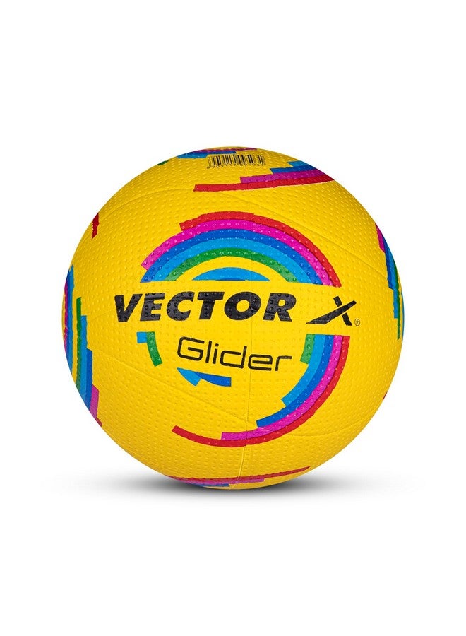 Vector X Glider Rubber Moulded Indoor/Outdoor Volleyball with Butyl Bladder, Yellow, Size: 4 (Suitable for Practice/Match/Training) + Free Air Needle - Image 1