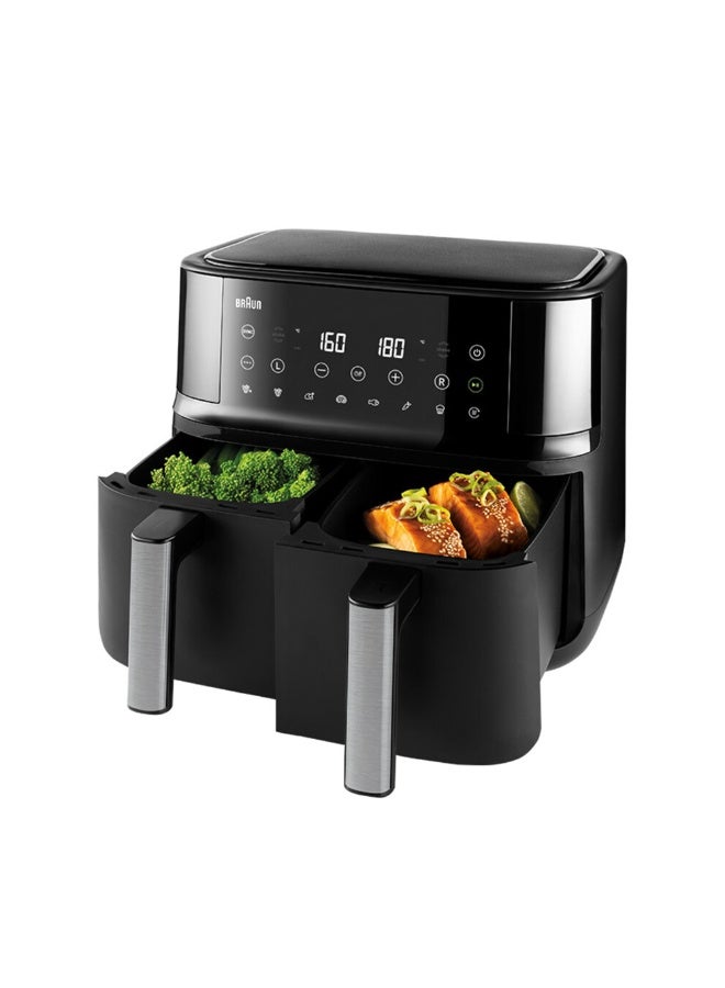 Braun TwinCook 3 Air Fryer, 8 Automatic Programs, 8 L Capacity, RealAir Technology, 2850 Watts, Auto-Off Function - TD 3030 Black 8 L 2850 W TD 3030 BK black - Image 1