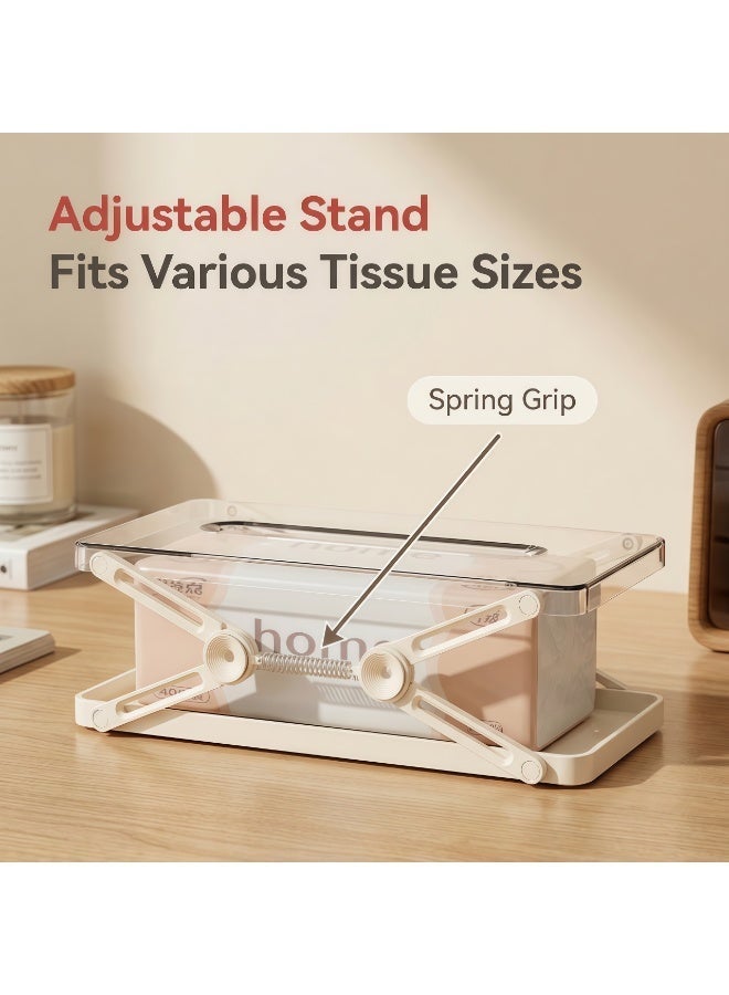 Tissue Holder 3 Pack, Spring Loaded Adjustable Tissue Box Holder with Clear Acrylic Lid, Large Capacity Paper Towel Holder for Kitchen Counter, Office Desk, Living Room, Modern Napkin Holder Set - Image 3