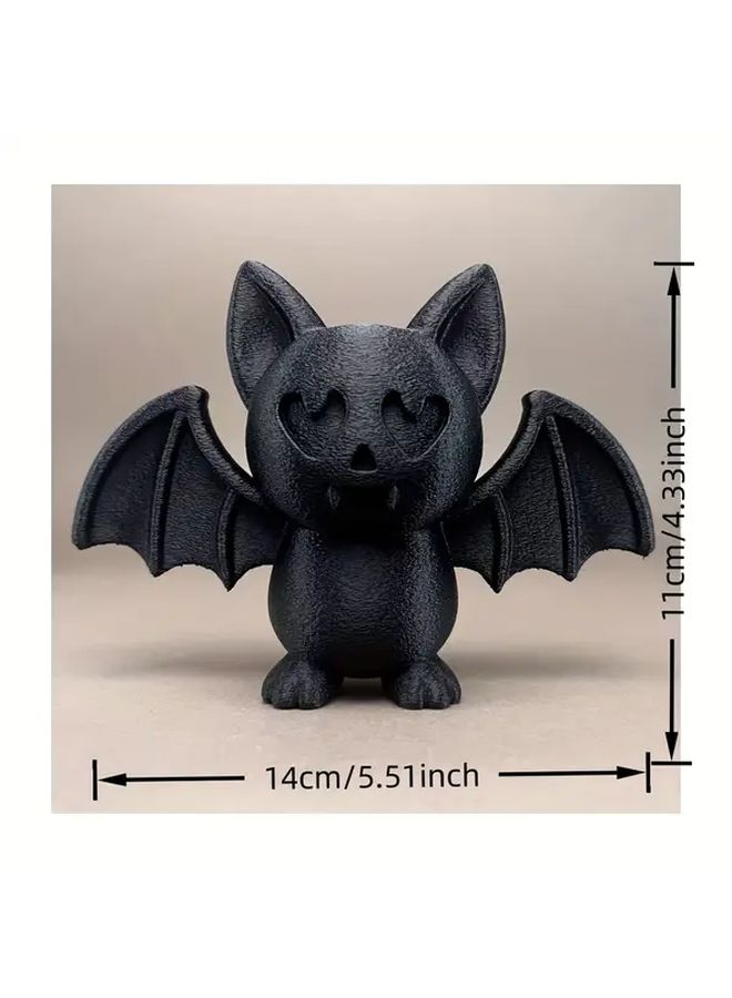 Black 3D Printed Cute Bat Statue Halloween Decoration PLA Indoor Outdoor Gift - Image 3