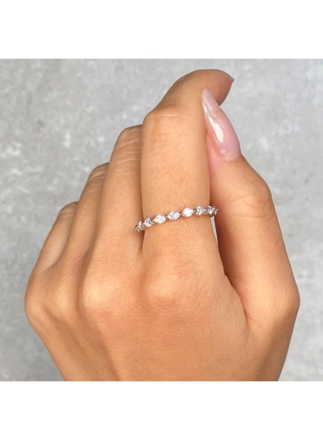 LAVEEN JEWELLERY Stackable Pavé Chain & Marquise Band Rings – 925 Sterling Silver, 18K Gold Plated, Cubic Zirconia, Luxury Stack Rings for Women with Jewelry Box - Image 5