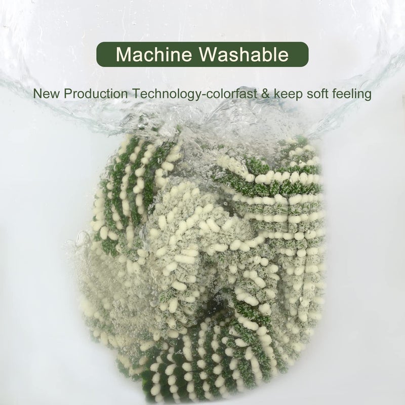 BSICPRO Large Bathroom Rugs  Bath Mat Rug for Bathroom Non Slip 20 x 47 Inches Water Absorbent Chenille Bathroom Runner Rugs Floor Mats Machine Washable (Sage and Cream) - Image 3