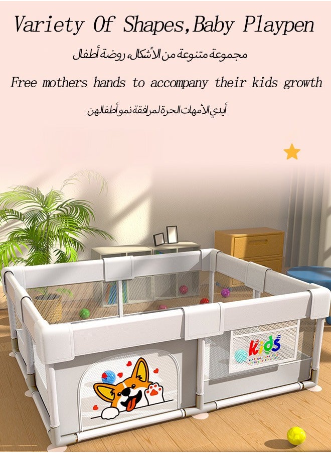 الدليبن روضة أطفال، روضة أطفال داخلية وخارجية، روضة أطفال منزلية، روضة أطفال للأطفال الصغار، روضة أطفال قوية بقاعدة مضادة للانزلاق، مع 60 قطعة من كرات المحيط، حلقتين سحب لليدين، 150*200 سم  - Image 2