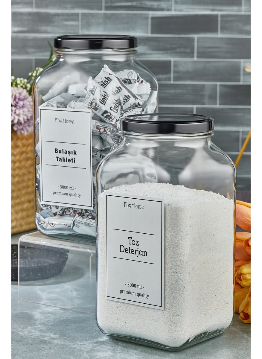 Fbz Home Powder Detergent - Dishwashing Tablet Set of Two 3000 ml Glass Jar  - Image 1