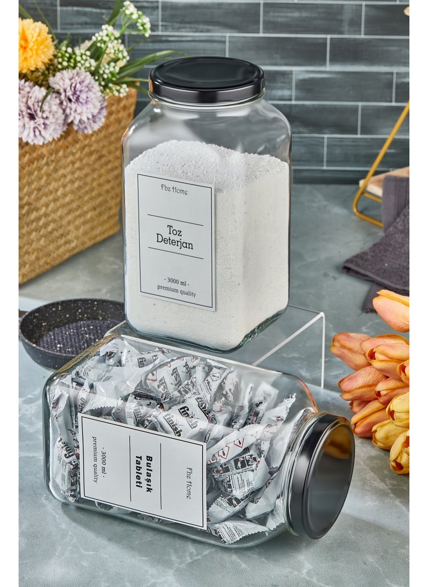 Fbz Home Powder Detergent - Dishwashing Tablet Set of Two 3000 ml Glass Jar  - Image 3