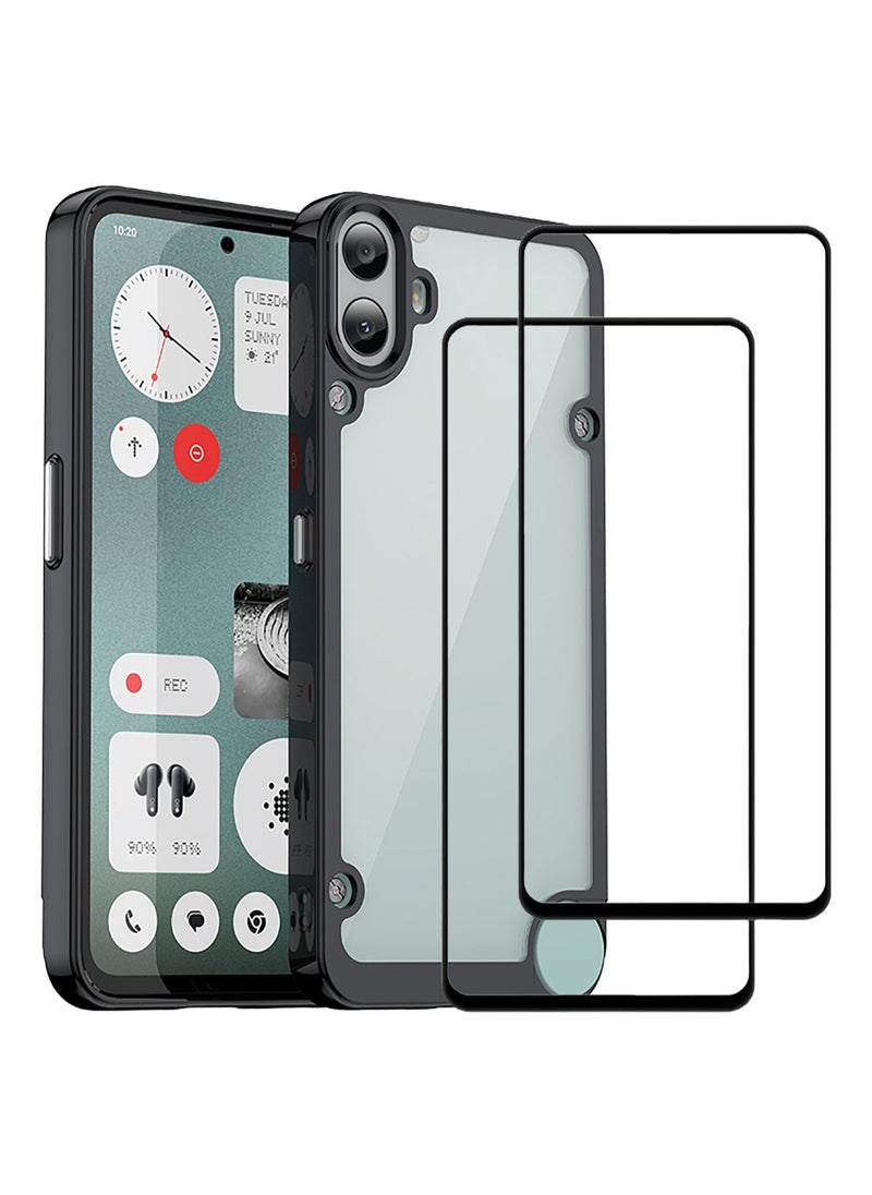 Fankalo - [1+2 Sets] For Nothing CMF Phone 1 Case & Screen Protector Transparent Frame Protective Cover with 2 Tempered Glass Screen Protector - Image 1
