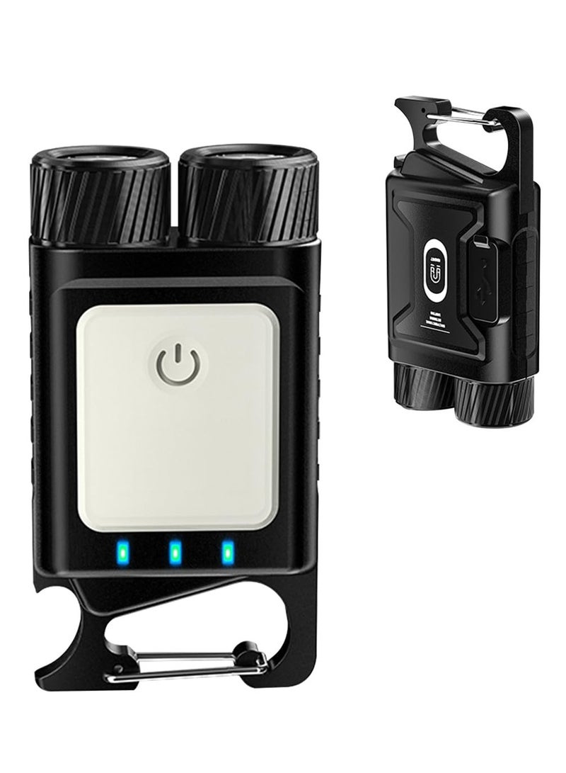 Zikra Mini Flashlight, Waterproof Keychain Flashlight Mini Pocket LED Keychain Flashlight - 9 Mode Black for a variety of scenarios, such as camping, walking the dog, looking for things, repairing, etc. - Image 1