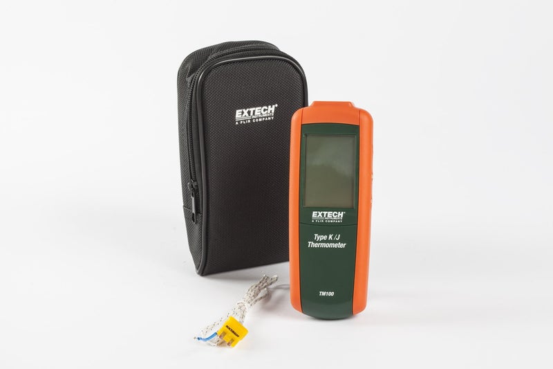 Extech TM100 Type K/J Digital Thermometer - Wide Range -328 °F to 2501 °F, Backlit LCD, Min/Max/Avg, Data Hold & Offset, Auto Power-Off, Bead Wire Probe Included - Image 3