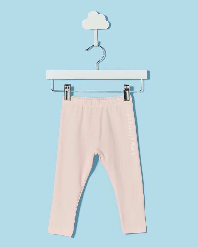 REDTAG Infant Girls Light Pink Jersey Leggings