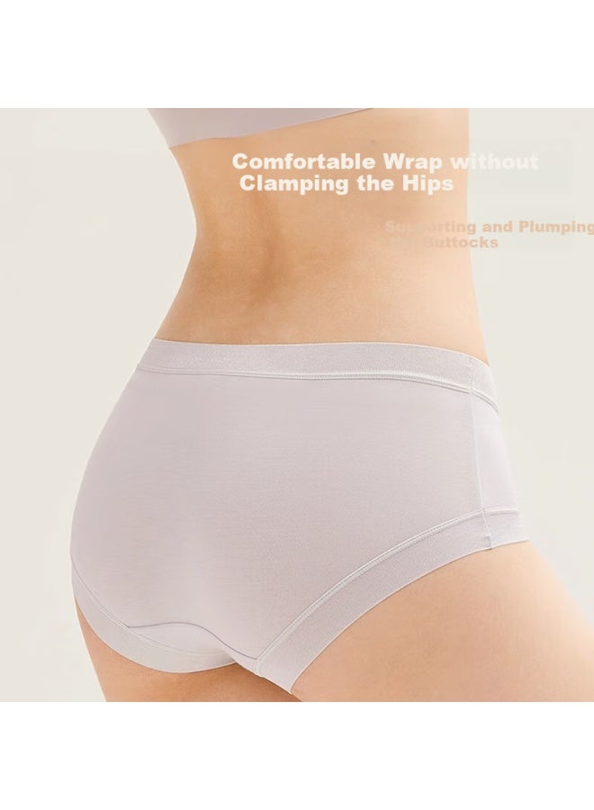 Snowflying Women's Seamless Antibacterial Crotch Triangle Shorts For Spring And Summer, Mid-waist Bare-feel Breathable 4-pack - Image 5