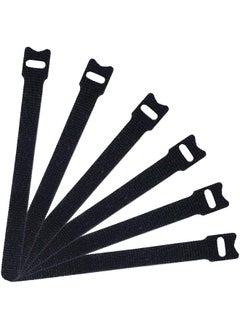 erorex 50 Pcs Reusable Fastening Cable Ties Microfiber Cloth 6 Inch Hook And Loop Cord Ties Black  - Image 1