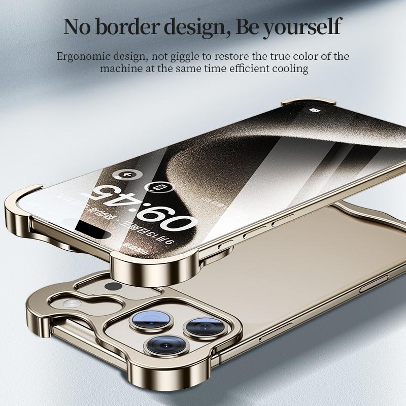 For iPhone 17 Pro Frameless Metal Corner Pad Phone Case with Lens Film(Black) - Image 3