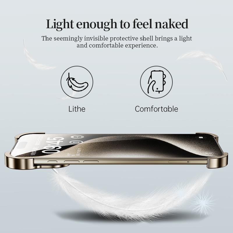 For iPhone 17 Pro Frameless Metal Corner Pad Phone Case with Lens Film(Black) - Image 5