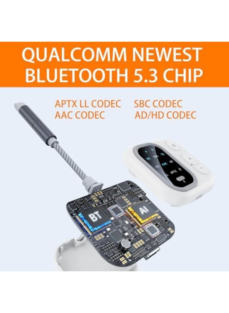 SYOSI Bluetooth 5.3 Adapter for Airplane, Dual Wireless Headphones Support for 2 AirPods, aptX Adaptive, 3.5mm AUX Jack Wireless Audio Transmitter for TV, Planes, Travel (Black) - Image 5