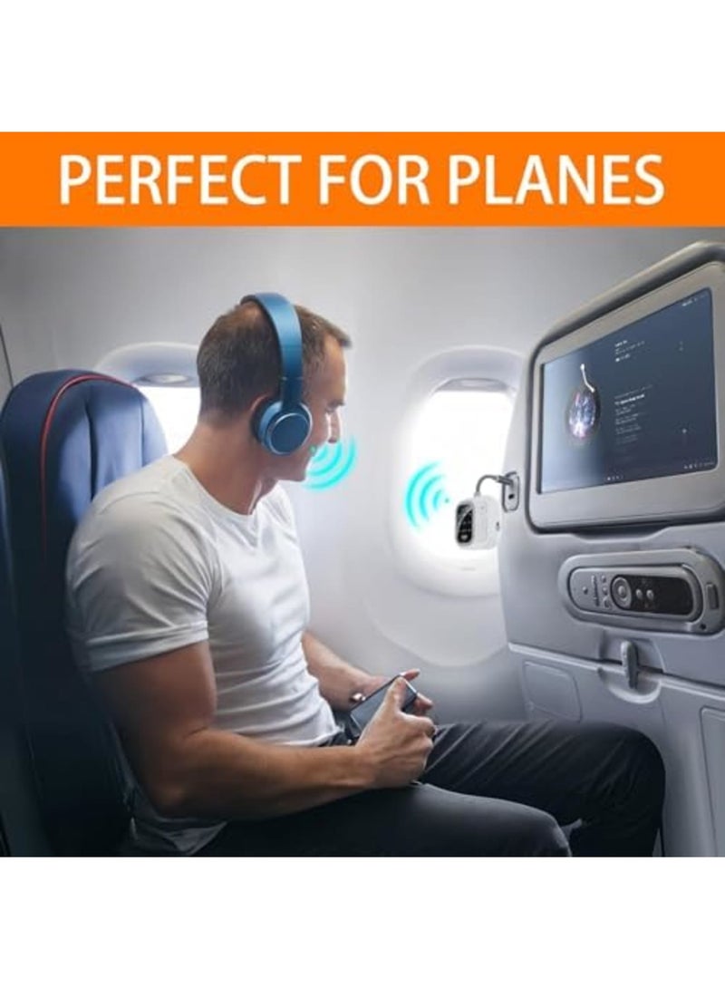 SYOSI Bluetooth 5.3 Adapter for Airplane, Dual Wireless Headphones Support for 2 AirPods, aptX Adaptive, 3.5mm AUX Jack Wireless Audio Transmitter for TV, Planes, Travel (Black) - Image 2
