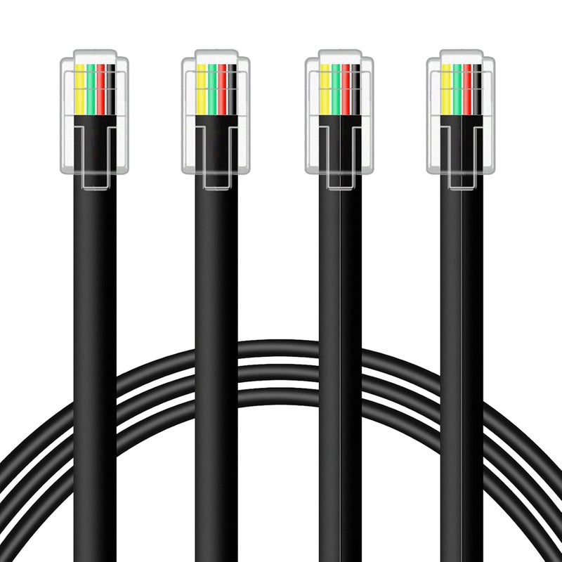 NECABLES 2Pack RJ9 Cable 2ft 4P4C Phone Cord Telephone Cable RJ9 / RJ10 / RJ22 4P4C Male to Male Straight for Both Data and Voice Black - 2 Feet - Image 2