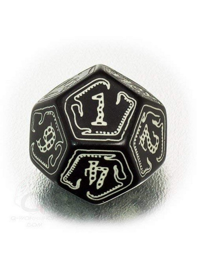 Q WORKSHOP Q-Workshop Call of Cthulhu Black & Glow-in-The-Dark RPG Ornamented Dice Set 7 Polyhedral Pieces Black & Glow-in-the Dark, Standard (15mm - 17mm) - Image 4