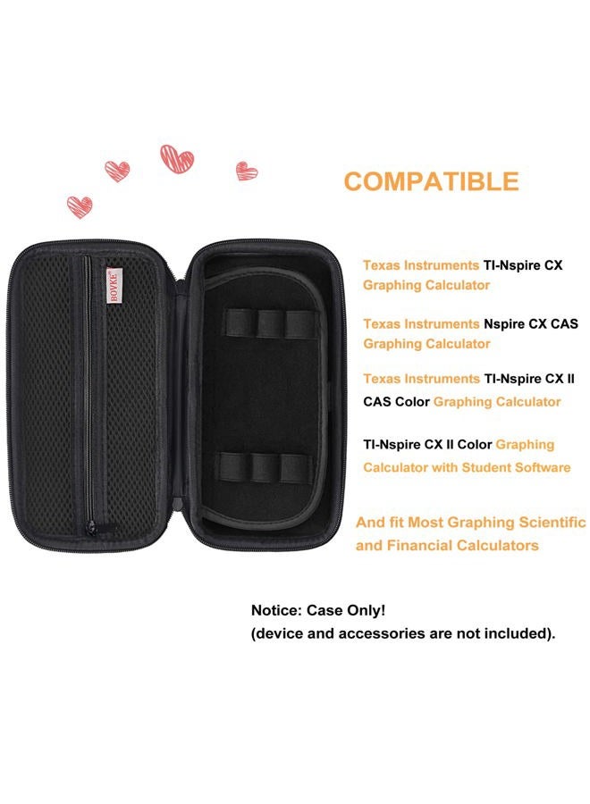 bovke Graphing Calculator Carrying Case for Texas Instruments TI-Nspire CX II CAS/CX II/CX/CX CAS Calculator and More - Mesh Pocket for USB Cables and Other School Supplies, Black + Inside Black - Image 3