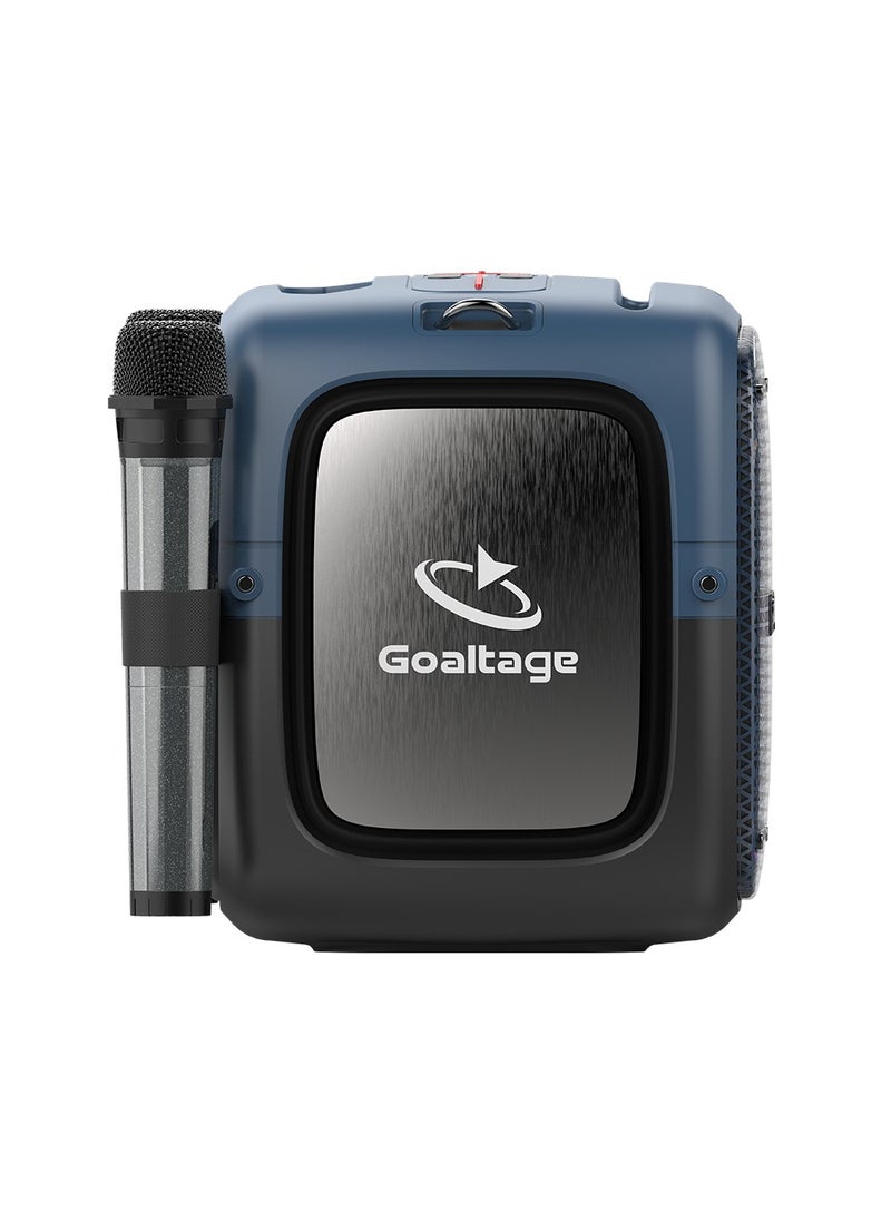 Goaltage - SP06 SoundCube Portable Speaker including Two Wireless Microphones with Splash Resistant Functionality - Blue - Image 1