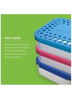 LunchBots Medium Trio II Bento Box Divided Stainless Steel Food Container Lunch Box, Green Dots  - Image 4
