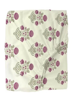 Trance Home Linen Trance Home Linen 180TC 100% Cotton 78"x78" Elastic Fitted Bedsheet Super King Bed Size | Printed Fitted Sheet | Elasticated Fitted Bedspread with 2 Pillow Covers (78x78 inch, Aangan Pink)  - Image 4