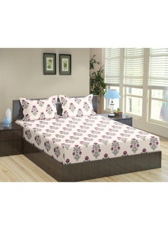 Trance Home Linen Trance Home Linen 180TC 100% Cotton 78"x78" Elastic Fitted Bedsheet Super King Bed Size | Printed Fitted Sheet | Elasticated Fitted Bedspread with 2 Pillow Covers (78x78 inch, Aangan Pink)  - Image 1