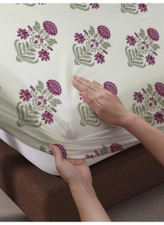 Trance Home Linen Trance Home Linen 180TC 100% Cotton 78"x78" Elastic Fitted Bedsheet Super King Bed Size | Printed Fitted Sheet | Elasticated Fitted Bedspread with 2 Pillow Covers (78x78 inch, Aangan Pink)  - Image 3