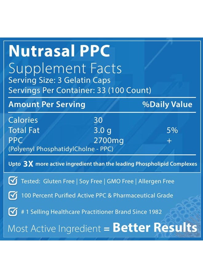 Nutrasal - PhosChol PPC Polyenyl PhosphatidylCholine Choline Supplement 900mg 100 Gelatin Capsules - Image 1