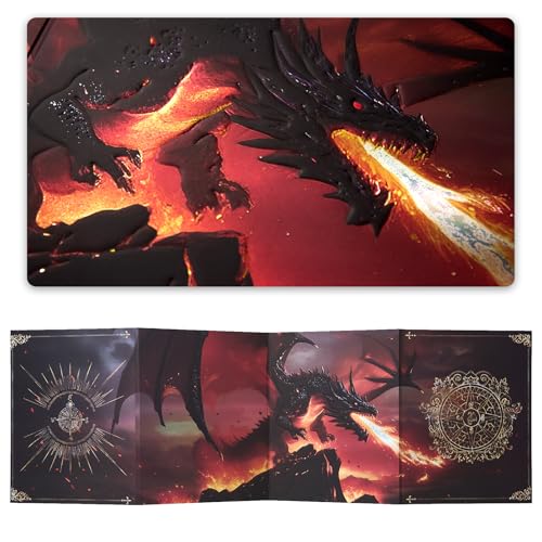 HNCCESG 4Panel Magnetic Dungeon Master Screen 3D Embossed Design RPG Game Master Accessory for Tabletop RolePlaying Games - Image 1