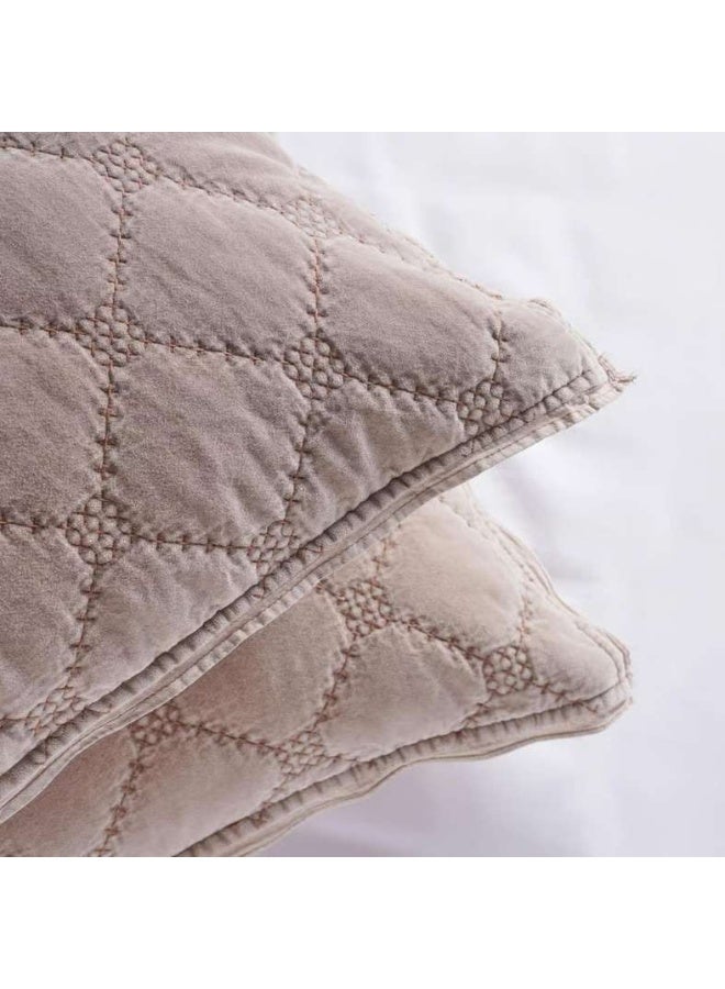 Pan Home Cameron Cotton Velvet Bedspread Set - Brown - Image 4