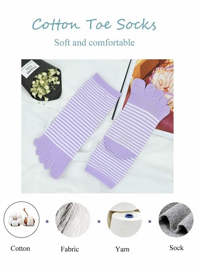 جوارب أصابع للنساء SYOSI جوارب بأصابع خمسة مضحكة كارتونية من القطن جوارب كاحل مبتكرة رياضية 5 أزواج - Image 5