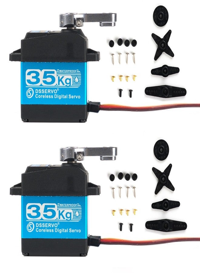 Stemedu 35KG Pro Servo Coreless Motors Digital Servo Stainless Steel Gear Waterproof Servo DS3235 with 25T Horn Arm for 1/8 1/10 RC Car & Robot, Control Angle 180 Degree (2 Pack) - Image 1