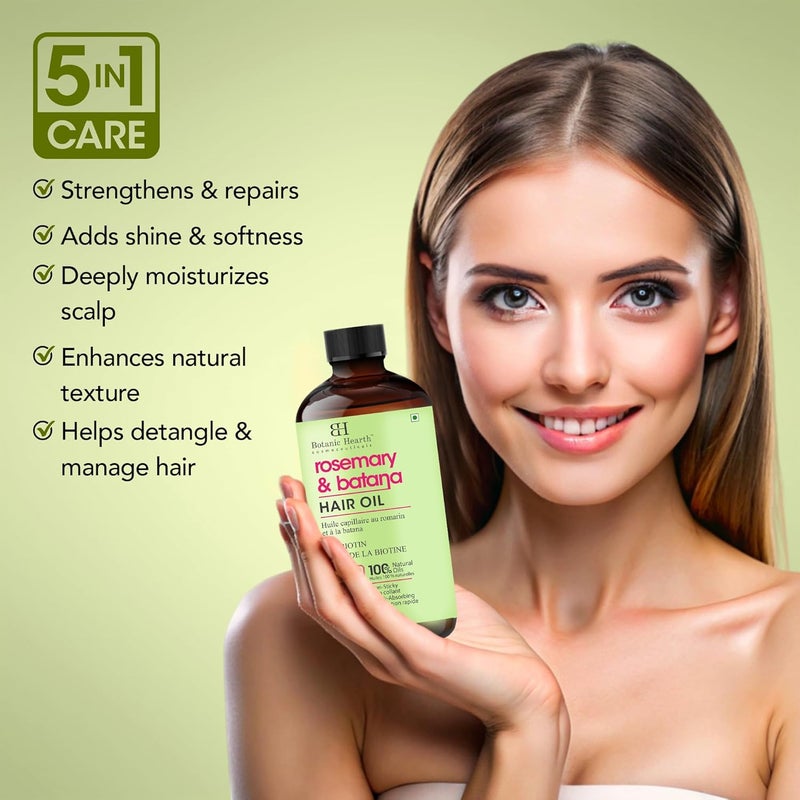 Botanic Hearth Rosemary & Batana - 2 Fl Oz - Hair Growth Oil for Thicker Hair, Scalp Treatment for Hair Loss, Dry & Frizzy Hair Repair, Deep Nourishing Oil for All Hair Types- 100% Natural and Vegan - Image 2