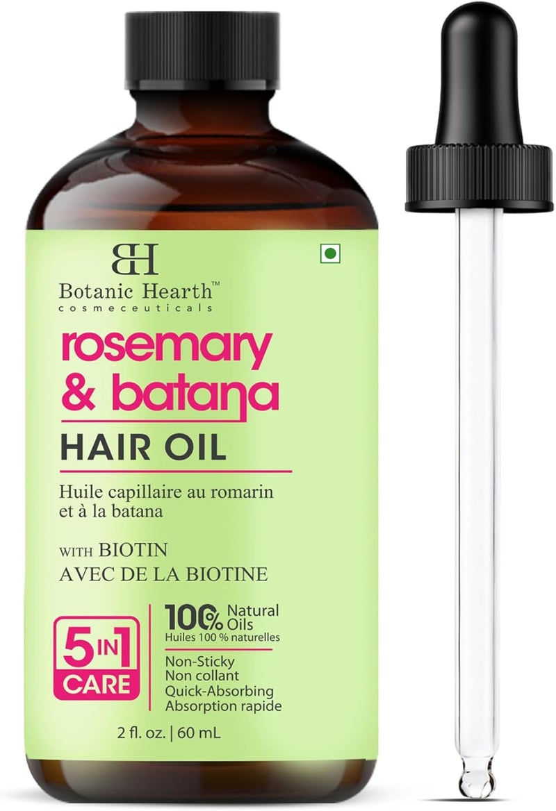 Botanic Hearth Rosemary & Batana - 2 Fl Oz - Hair Growth Oil for Thicker Hair, Scalp Treatment for Hair Loss, Dry & Frizzy Hair Repair, Deep Nourishing Oil for All Hair Types- 100% Natural and Vegan - Image 1