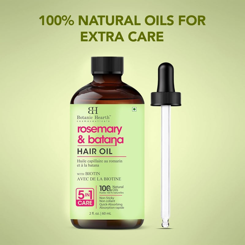Botanic Hearth Rosemary & Batana - 2 Fl Oz - Hair Growth Oil for Thicker Hair, Scalp Treatment for Hair Loss, Dry & Frizzy Hair Repair, Deep Nourishing Oil for All Hair Types- 100% Natural and Vegan - Image 5
