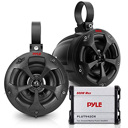 Pyle Waterproof Off-Road Speakers w/ ​Amplifier - 4" 800W 2-Channel Marine Grade Waketower Speakers System Full Range Outdoor Audio Stereo Speaker for ATV, UTV, Quad, Jeep, Boat - Pyle PLUTV42CH.5 - Image 1