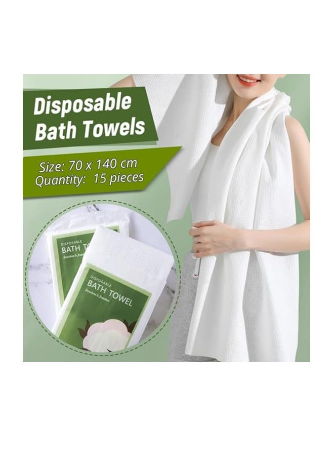 ArcShine® Disposable Bath Towels 15 Pack with Hanging Hooks | Multi Sizes & Packs Soft, Absorbent & Individually Packed Shower Towels for Travel, Spa, Gym, Hotel, Camping & Sports (70 x 140 cm) - Image 3