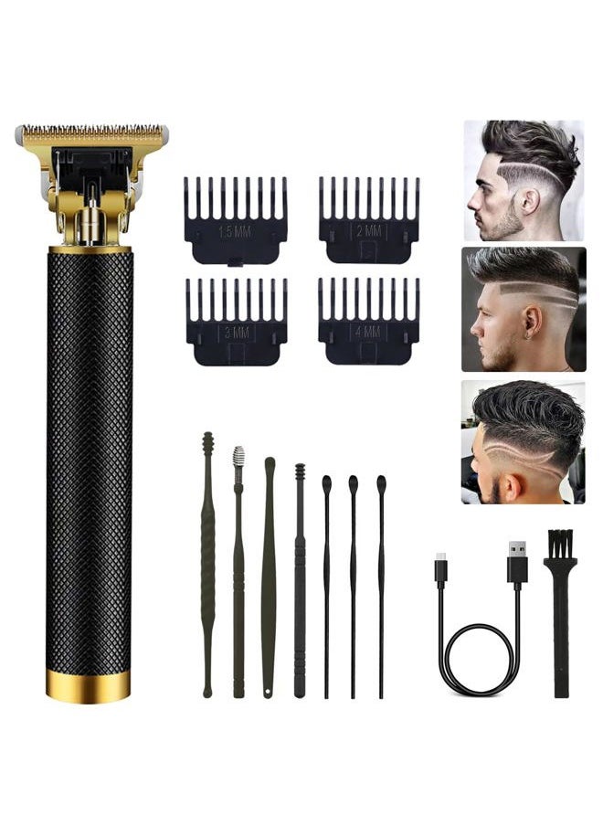 PXLISIE - Professional Cordless Hair Trimmer, Hair Clippers for Men T Blade Trimmer Zero Gapped Trimmer Rechargeable Beard Trimmer Shaver Hair Cutting Kit with Ear Spoon Tool Set, Black - Image 1