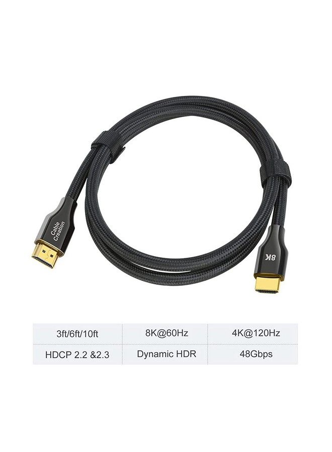 CableCreation 8K Hdmi Cable 3.2 Feet Hdcp Hdmi Cable 8K 60Hz Ultra High Speed 48Gbps Earc Hdmi Cable Compatible With Ps5 Ps4 Xbox Series X Xbox One Laptop Ns Roku Tv Laptop Projector Black - Image 3