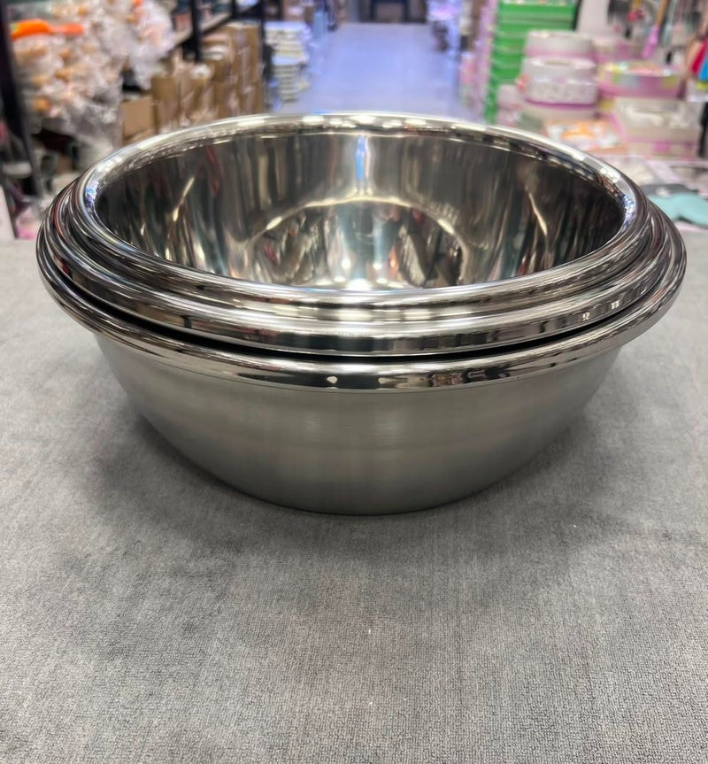 Stainless Steel Mixing Bowl Set, 3 Pieces, 28 cm, 30 cm, and 32 cm, Deep Nesting Bowls for Mixing, Baking, Cooking, Food Preparation, Serving, Kitchen Prep. - Image 2