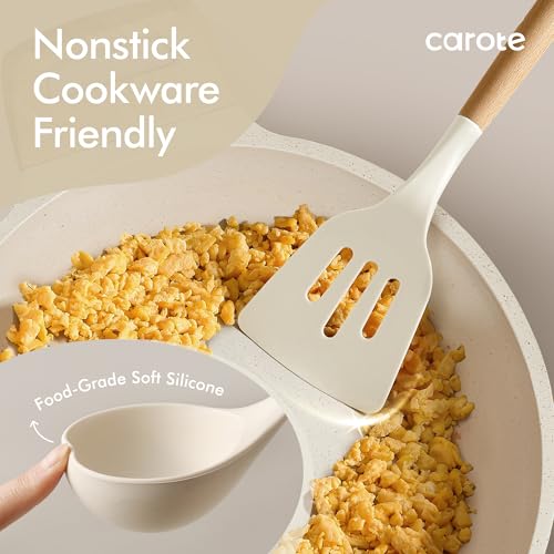 CAROTE 22pcs Silicone Cooking Utensils Set, 446°F Heat Resistant Kitchen Utensils Gadgets Set, Spatula, Turner, Whisk, Tongs - Image 3